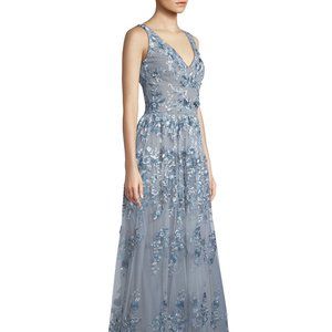 David Meister Fleurette V-Neck Hi-Low Gown sz14